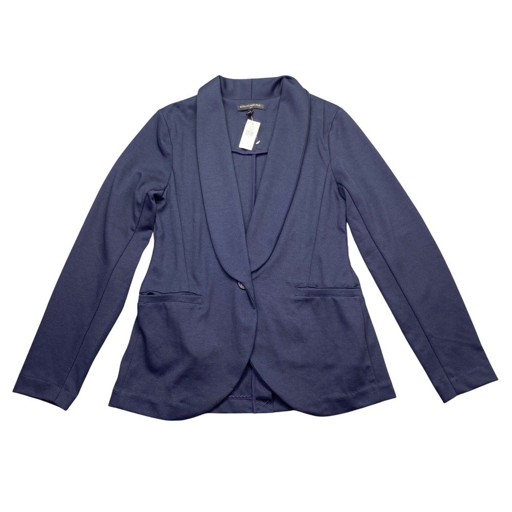 Banana Republic Womens Navy Blue Slim Shawl Collar Knit Blazer S 437034-00 NWT